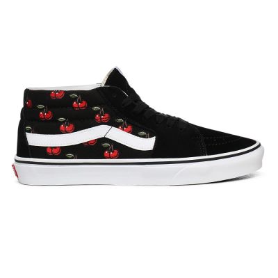 Vans Cherries Sk8-Mid - Kadın Bilekli Ayakkabı (Siyah)